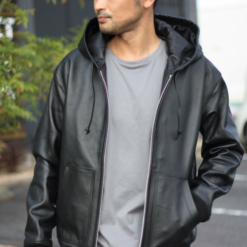 Lサイズ　Schott ショット レザー フルジップ パーカー Schott N.Y.C 革ジャン ライダース Schott/ショット/LEATHER