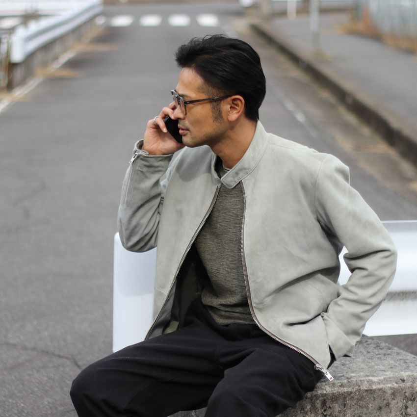 ALPHA 牛革 シングルライダースジャケット XL グレー ライナー付き 