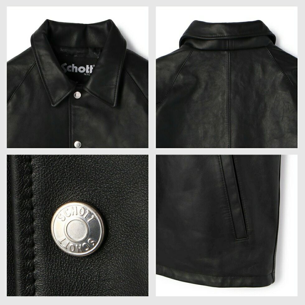 羊革】Schott レザージャケット 黒 XXL カバーオール 本革（Schott 