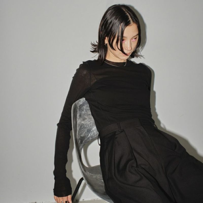 トップス TODAYFUL Sheer Drawstring Pullover BLACK TODAYFUL/トゥデイフル Sheer Crewneck Long T-shirts 12410608