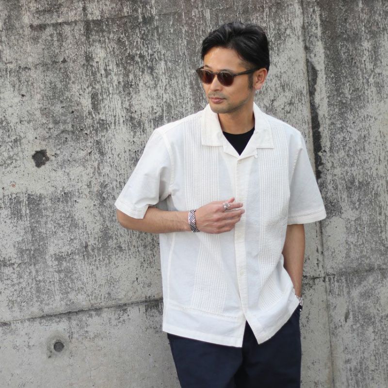 『Wax London』 ニュートン シャツ SS24-SSS-NEW-BEG wax london/ワックスロンドン ニュートンシャツ PINTUCK SS24
