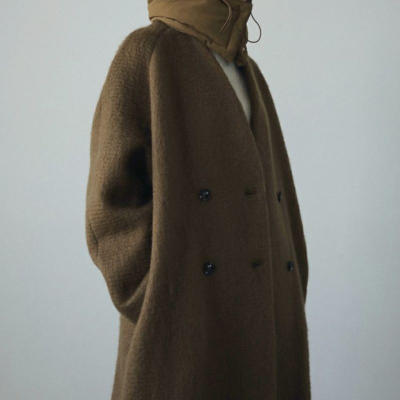 anuke シャギーコート anuke Collarless Shaggy Coat 62420004（ノーカラーコート