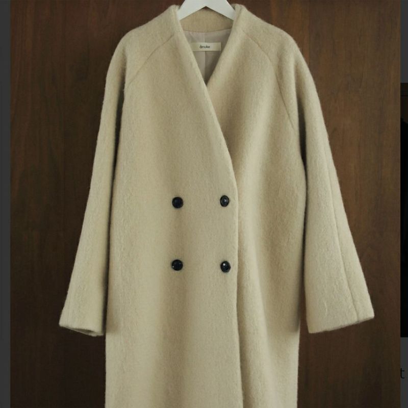 anuke シャギーコート anuke Collarless Shaggy Coat 62420004（ノーカラーコート