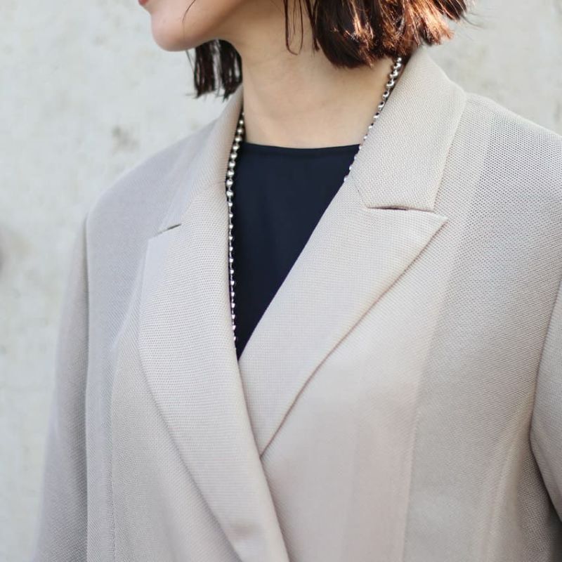 ディニテコリエ　ジャケット　メッシュ　ベージュ　テーラー Dignite collier メッシュダブルジャケット（テーラード