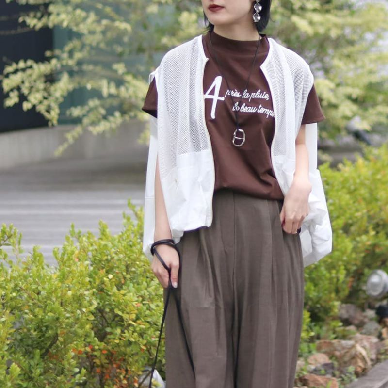 MARIED'OR/マリードール フロントロゴ刺繍ハイネックTシャツ