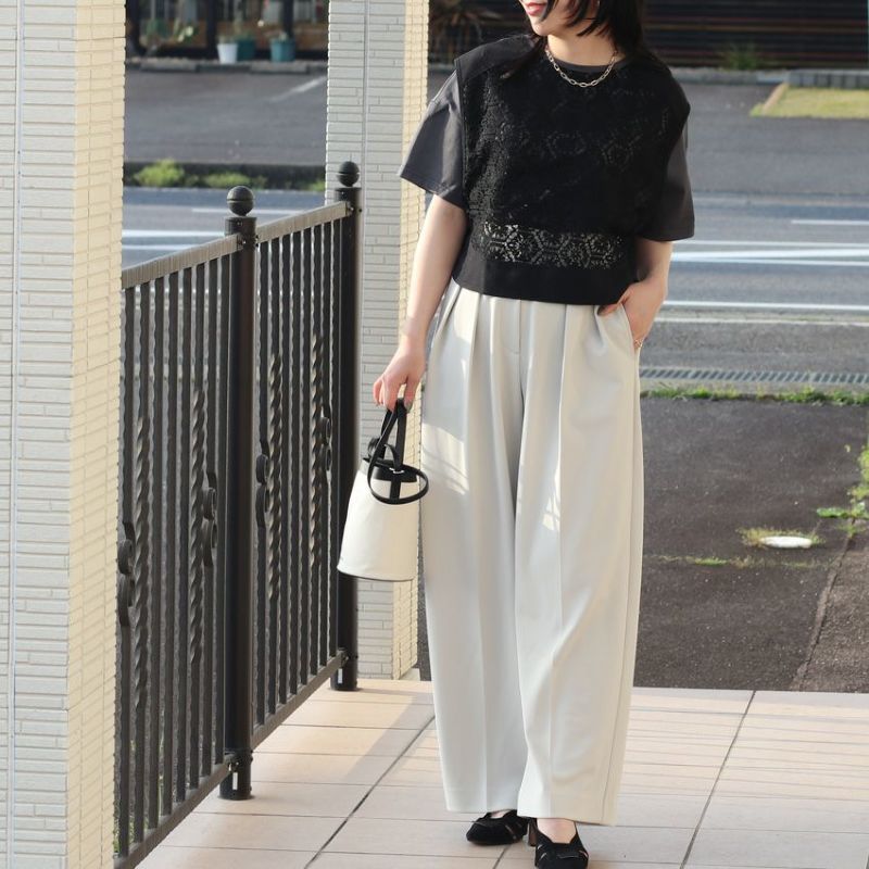 ☆dignite collier ワイドパンツ　ジョガーパンツ　2way Dignite Collier/ディニテコリエ ツータックツイルワイドパンツ
