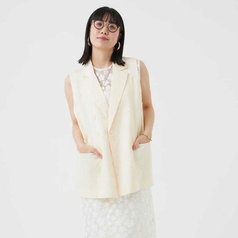 TORRAZZO DONNA トラッゾドンナ ベスト Jacquard long double vest 6251-342 レディース ジャガード ダブル ジレ ノースリーブ セットアップ可能 カラー3色 Torrazzo Donna TORRAZZO DONNA トラッゾドンナ ベスト Jacquard