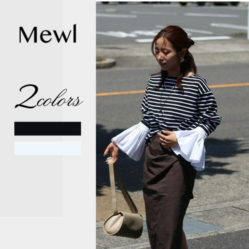Mewl/ミュール シャツスリーブボーダーTOPS M251-85103-3 | Shunal