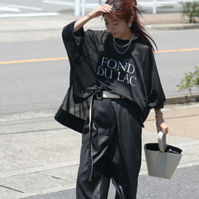 CLOCHE/クロッシェ　大人シアーロゴトップス/550-85009   ロゴTシャツ　シアートップス　トップス