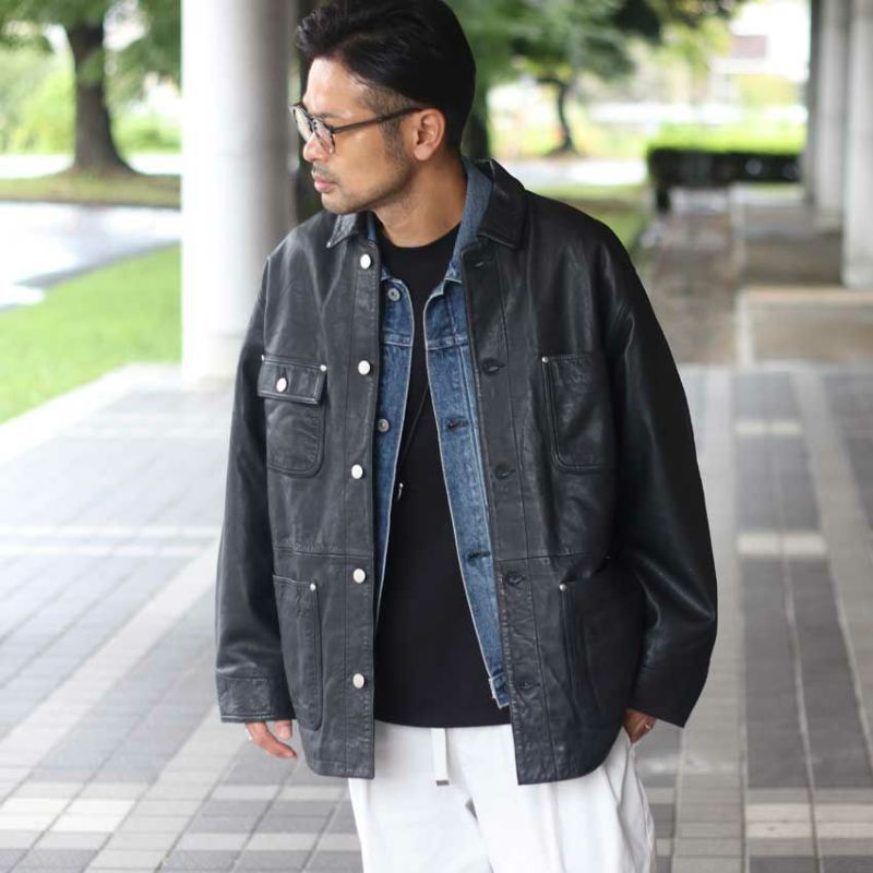 希少【moussy】袖ZIP 羊革 レザー 切替/グリズリー ジャケット/短丈 LEATHER ZIP SHORT JACKET – OBLIGE