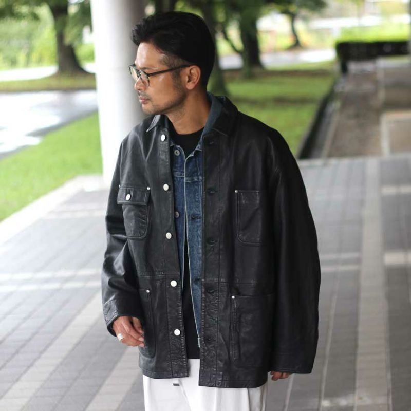 JAGROSE/ジャグロース ウォッシュレザーカバーオール ラム 羊革 革